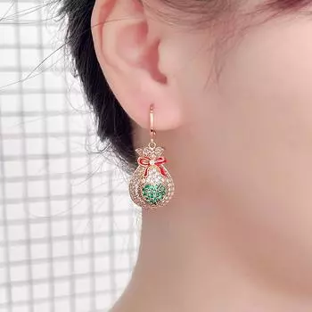 CMM модные серьги в китайском стиле с новогодним благословением, серьги-подвески с цирконием для женщин, вечерние ювелирные изделия, обруч для ушей розы красного