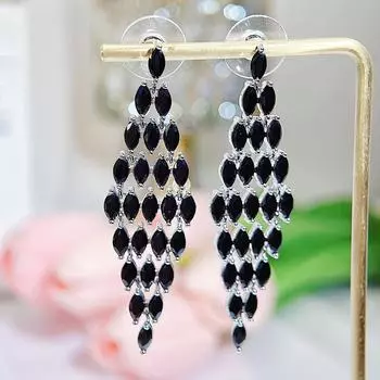 CMM модные висячие серьги с ромбовидным покрытием, черный цирконий, элегантные женские длинные вечерние серьги-подвески для платья, аксессуары разноцветный
