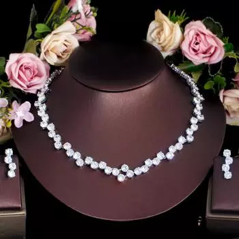 CMM Натуральный Топ Круглый Цирконий Pave Модный Свадебный Танцевальный Костюм Ювелирные Наборы для Невест Аксессуары серебряный