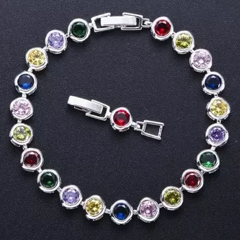 CMM Нежный многоцветный браслет из циркония для невест рубиновый