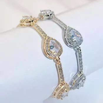 CMM Perfect 5A с кубическим цирконием, элегантная свадебная цепочка серебристого и золотого цвета с каплями воды, теннисные браслеты для женщин, нежные ювелирные изделия для вечеринок золотой