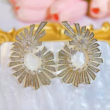 CMM персонализированные полые большие серьги-гвоздики модные женские OL легко сочетающиеся ювелирные аксессуары золотые серебристые циркониевые украшения золотой