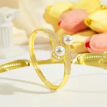 CMM Ретро Аристократические Этнические Украшения Золотой Цирконий Браслет Шарм Искусственный Жемчуг Банкет Вечеринка Свадьба Женские Ювелирные Изделия Аксессуары золотой