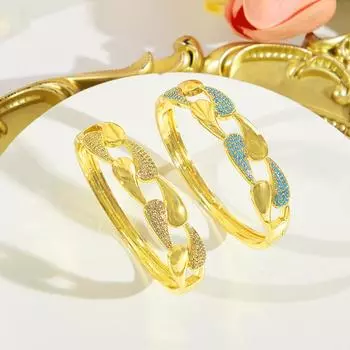 CMM Ретро этнический полый золотой циркон широкий браслет банкет вечеринка свадьба женские ювелирные изделия аксессуары золотой