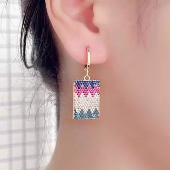 CMM ретро цветные прямоугольные серьги-подвески женские вечерние украшения в богемном этническом стиле разноцветный