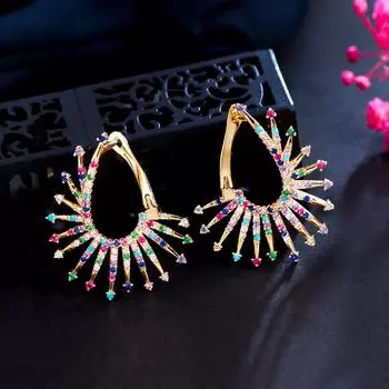 CMM ретро золотого цвета полые многоцветные серьги-гвоздики с цирконием в этническом стиле для женщин ювелирные изделия белый