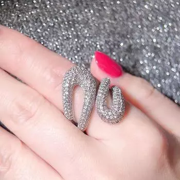 CMM Роскошное модное полное микроасфальтированное кольцо с кубическим цирконием AAA, креативное регулируемое кольцо для коктейльной вечеринки для женщин белого золота