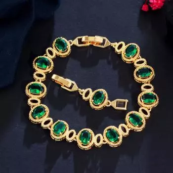 CMM Роскошный теннисный браслет желтого золотого цвета синего цвета с кубическим цирконием сапфировый