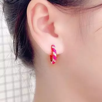 CMM сладкий карамельный цвет розовый круг личности шестиугольные мини-серьги-кольца пончик женские ювелирные изделия розовый