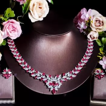 CMM сверкающий кубический цирконий, большой свадебный комплект серег и ожерелья для женщин, роскошные свадебные украшения, аксессуары серебряный