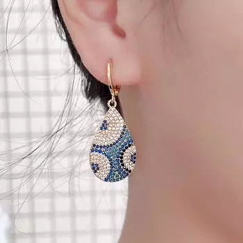 CMM турецкий этнический стиль капли воды разноцветный циркон кулон серьги-кольца женские вечерние аксессуары ювелирные изделия разноцветный