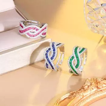 CMM Твист Крест Фуксия Красный Цирконий Женские Обручальные Кольца Для Выпускного Вечера Новые Модные Богемные Пляжные Ювелирные Изделия Adjustable розы красного