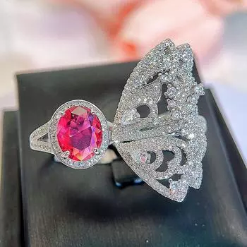 CMM уникальное ретро роскошное резное серебряное кольцо-бабочка с отверстием для ношения на два пальца, регулируемое кольцо для свадебной вечеринки, ювелирные изделия для невесты