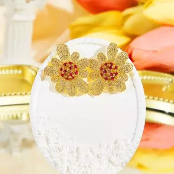 CMM уникальные цветные циркониевые серьги-гвоздики с большим цветком для вечеринки, банкета, свадьбы, женщины, ювелирные изделия, подходящие для невесты, аксессуары золотой