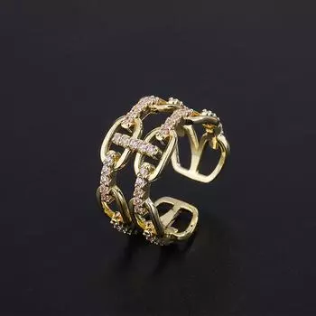 CMM унисекс модное кольцо на палец с изменяемым размером регулируемое кольцо с кубическим цирконием золотой