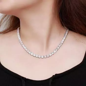 CMM Великолепное геометрическое квадратное свадебное колье с кубическим цирконием белого золота