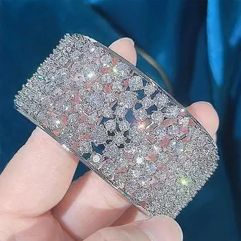 CMM Высокое качество AAA + цирконий серебряного цвета для новобрачных полые браслеты серебряный