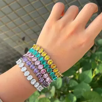 CMM Высокое качество, несколько вариантов цвета, AAA, цирконий, серебристый, женские ювелирные изделия, теннисный браслет для женщин аметист