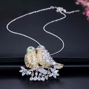 CMM Высококачественная брошь из циркопния с геометрическим рисунком сороки и птицы, булавка и ожерелье разноцветный