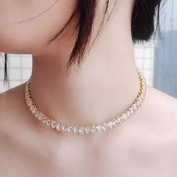 CMM высококачественная звезда с тем же отверстием регулируемый воротник ожерелье модные ювелирные изделия кубический цирконий ключичная цепочка для женщин серебряный