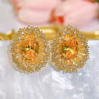 CMM высококачественные сверкающие блестящие золотисто-серебристые 3D серьги-гвоздики с цирконием, женская мода, универсальные ювелирные аксессуары золотой