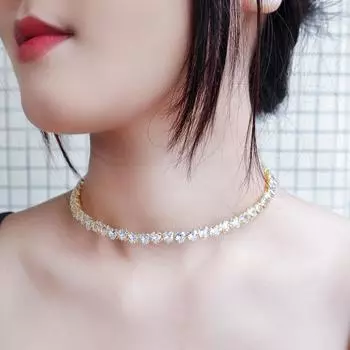 CMM высококачественные уникальные аксессуары для любви, открытый регулируемый воротник, модная бижутерия, цепочка на ключицу из кубического циркония, женская бижутерия серебряный