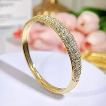 CMM высококачественный роскошный прочный металлический золотой браслет с цирконием Дубайский индийский женский свадебный аксессуар для вечеринки Современные ювелирные изделия золотой