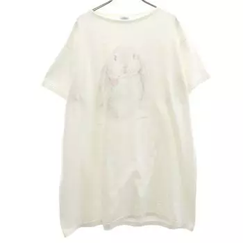 CMS CASUALS 90-х годов Сделано в США Футболка с коротким рукавом с принтом старого кролика Женская Б/У