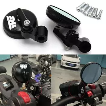 CNC алюминиевые мини ретро мотоциклетные боковые зеркала заднего вида 8 мм 10 мм синее стекло для Royal Enfield Bullet/Meteor/Classic 350 500 чёрный