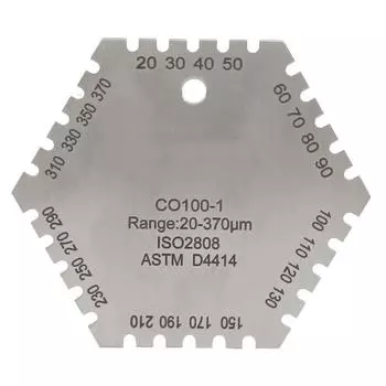 CO100-1 20-370 мкм Толщиномер влажной пленки Высокоточный измеритель толщины из нержавеющей стали с шестиугольной расческой для влажной пленки 1pcs