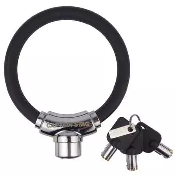 [.co.jp limited] Captain Stag Bicycle Key Wire Lock Zinc Alloy PVC Coating Dimple Key Length 300mm Diameter 12mm Inner Diameter Approx. 90mm Black Y-7