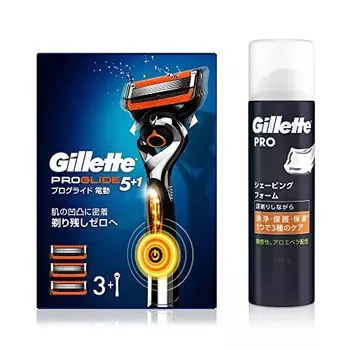 [.co.jp limited] Gillette Proglide Power корпус (с 3 запасными лезвиями) + пена для бритья 245 г [Покупка набора] Бритвенный станок для чувствительной кожи Мужской Мужской
