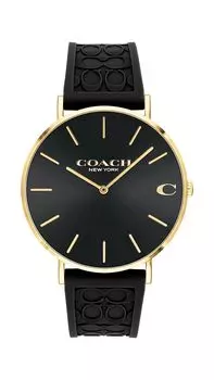 Coach Charles 41 мм GP Black Signature C силиконовый ремешок