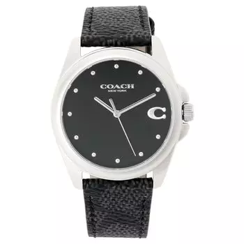 [Coach] Часы GRASON Signature C Canvas 36 мм черный циферблат серебристый кварцевые часы 14504112 женские черные [Товар]
