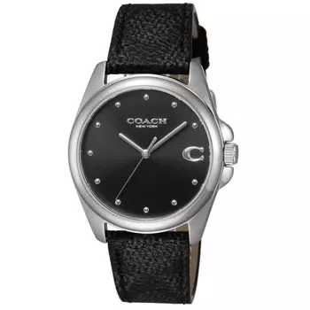 [Coach] Часы GREYSON с черным циферблатом из нержавеющей стали и кожи, кварцевые, 36 мм, женские, 14504112 [Товар]