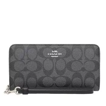 [Coach] COACH Long Wallet FC4452 C4452 Black Smoke x Black Signature Long Zip Around Wallet (with Strap) Women s [Outlet Item] [Brand] [Item]