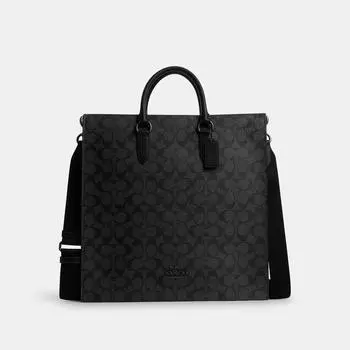 Coach Dylan Large Tote Bag In Signature Canvas gunmetal charcoal black