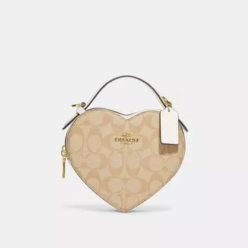 Coach Heart Crossbody In Signature Canvas gold light khaki chalk