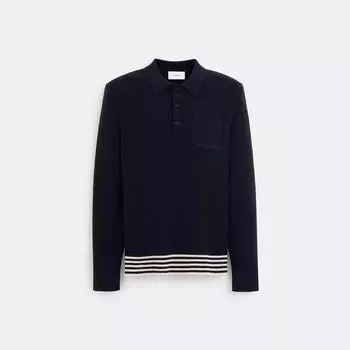 Coach Long Sleeve Knit Polo Navy XXLarge