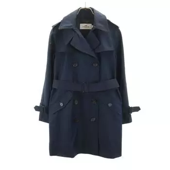 COACH Long sleeve trench coat XSP Navy system Women Used