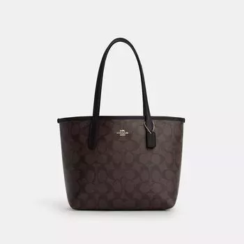 Coach Mini City Tote In Signature Canvas gold brown black