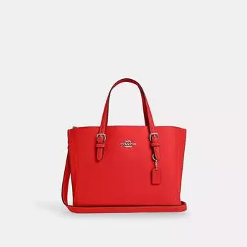 Coach Mollie Tote 25 silver miami red