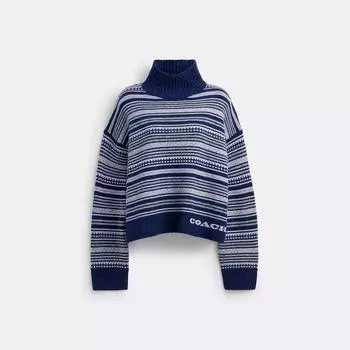 Coach Open Neck Short turtleNeck Navy Multi XSmall