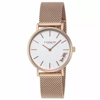 [Coach] PERRY White Dial Stainless Steel Quartz 32MM Watch 14503425 Женские розовое золото [Товар]