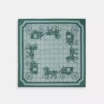 Coach Signature Horse And Carriage Silk Square Scarf Sage One Size