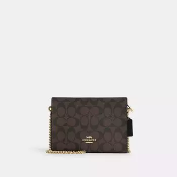 Coach Slim Crossbody In Signature Canvas gold brown black