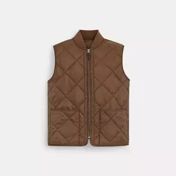 Coach стеганый жилет темный седло Small
