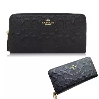 COACH Wallet F53834 BOX and Paper Bag Luxury Debossed Signature Leather Accordion Zip Around [Coach] (Long Wallet) [Dedicated Included] Women s [Item]