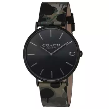 [Coach] Watch CHARLES Black Dial Stainless Steel Leather Quartz 41MM Watch 14602573 Men s [Item]