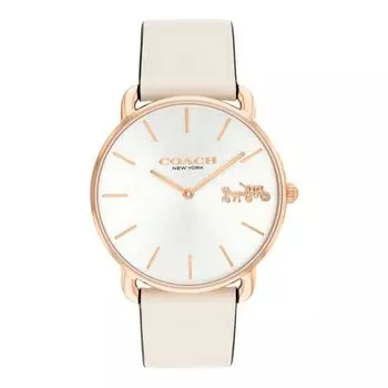 Coach Watch Genuine 14504380 Elliott 36mm Rose Gold White Sunray Dial Chalk Leather [COACH] Women s